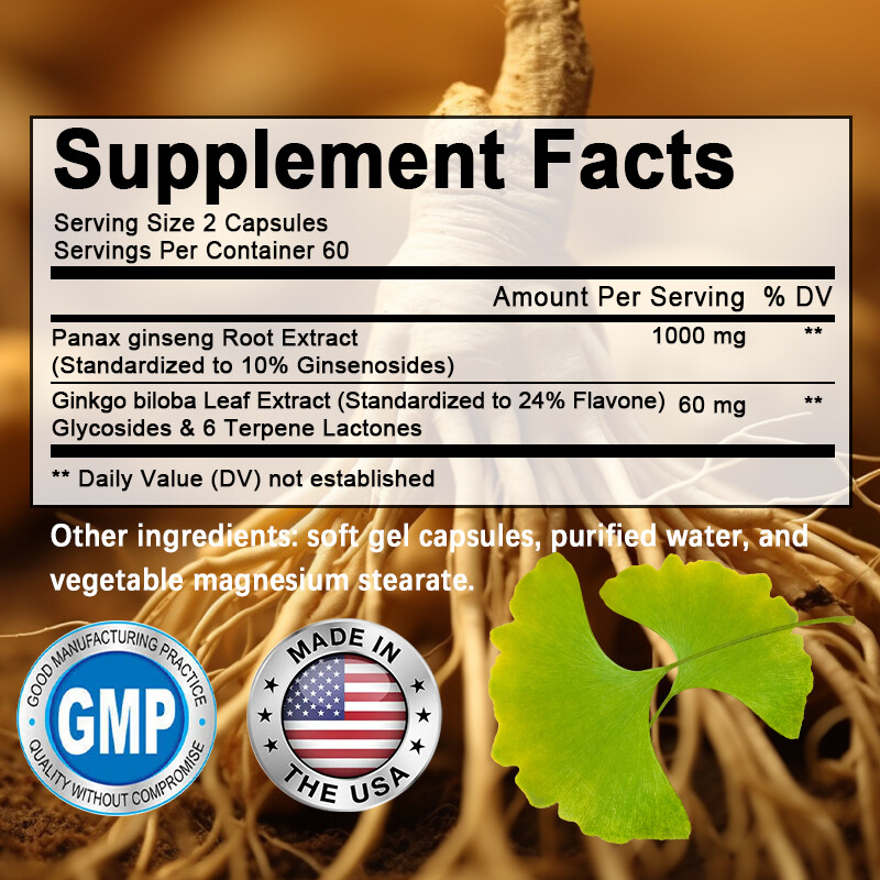 American Ginseng Ginkgo Supplement – Energy, Memory, Muscle Growth