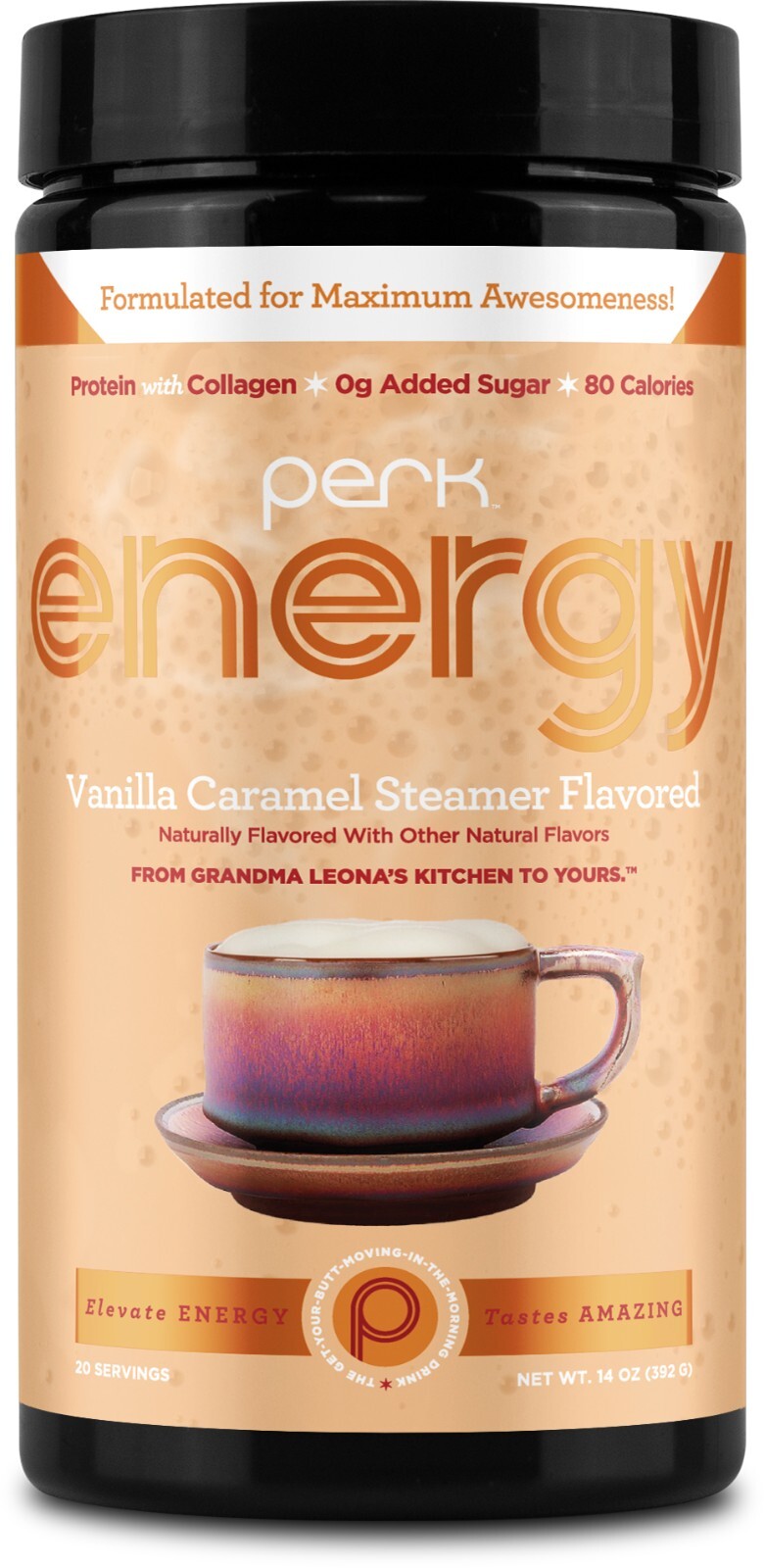 Perk Energy Original Vanilla Caramel Steamer Flavored Drink Powder (20 Servings)