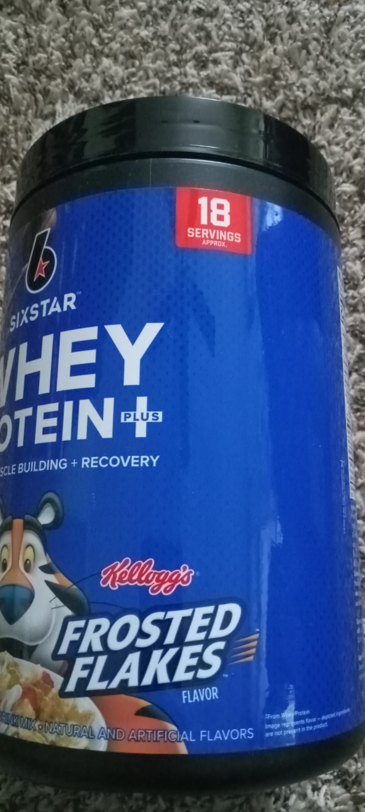 100% Whey Protein plus Kelloggs Frosted Flakes, 1.81 lbs, approx 18 servings