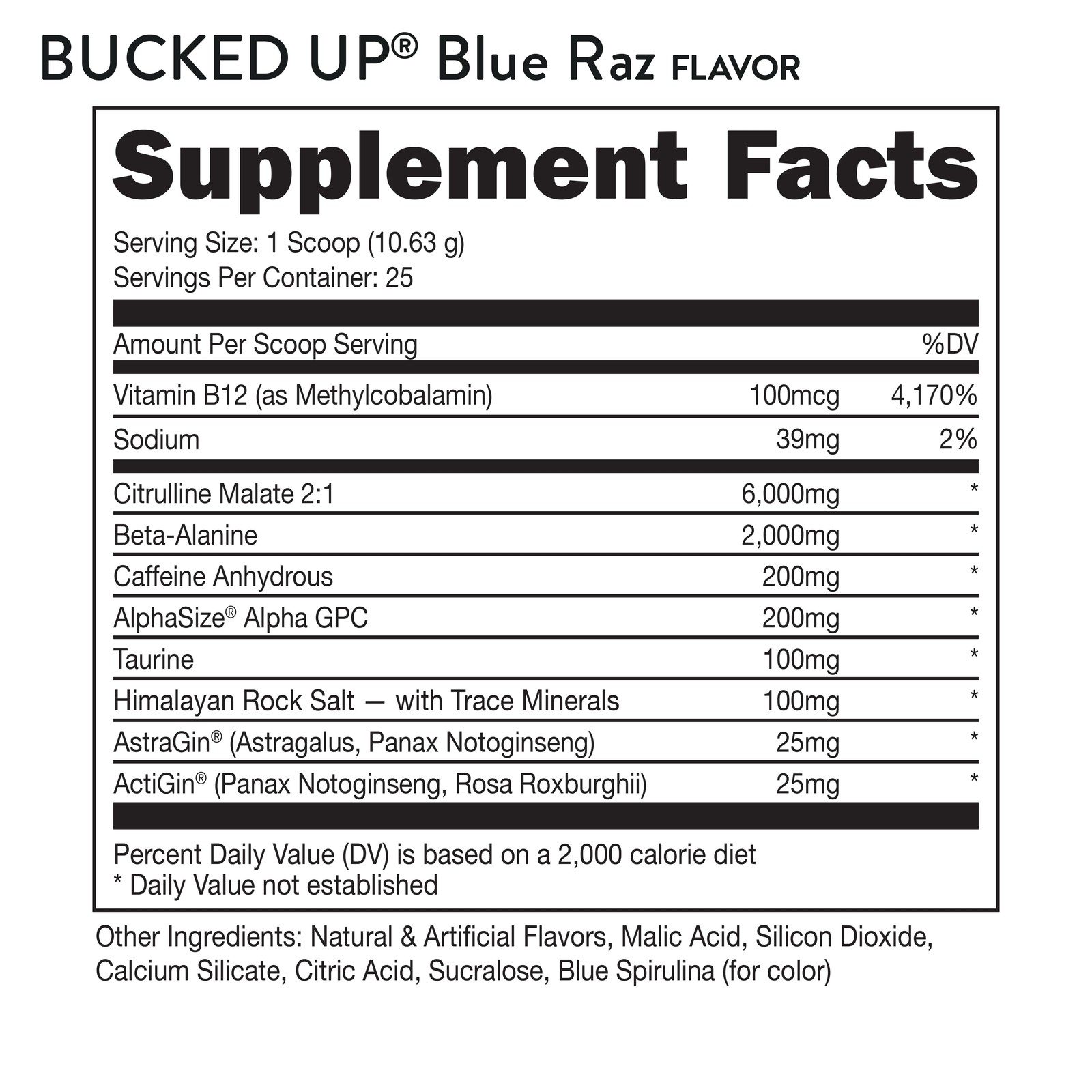 Pre-Workout Powder, Blue Raz, Vitamin B12 & 200Mg Caffeine, 25 Servings