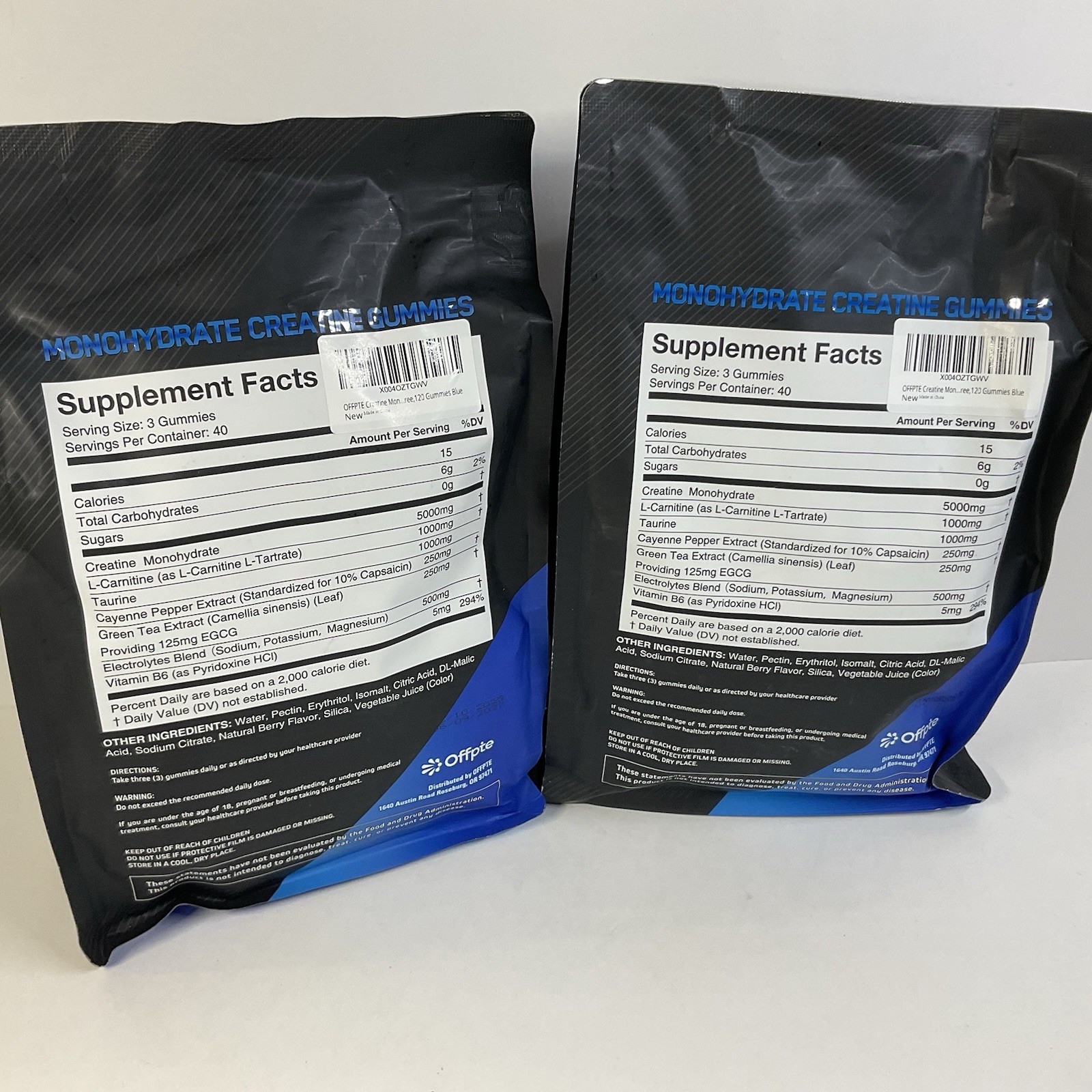 Lot of 2 Offpte Creatine Monohydrate Gummies 5000mg Sugar-Free Mixed Berry 120Ct