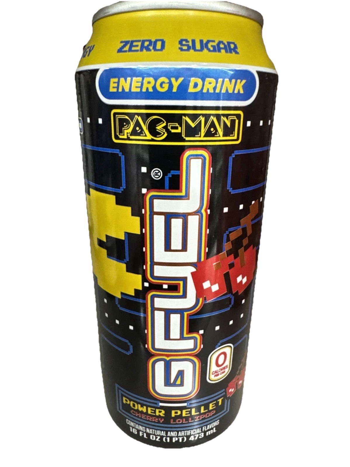 G-Fuel Pac Man Energy Drink Full Can 16 Fl Oz Cherry Lollipop Video Game Arcade