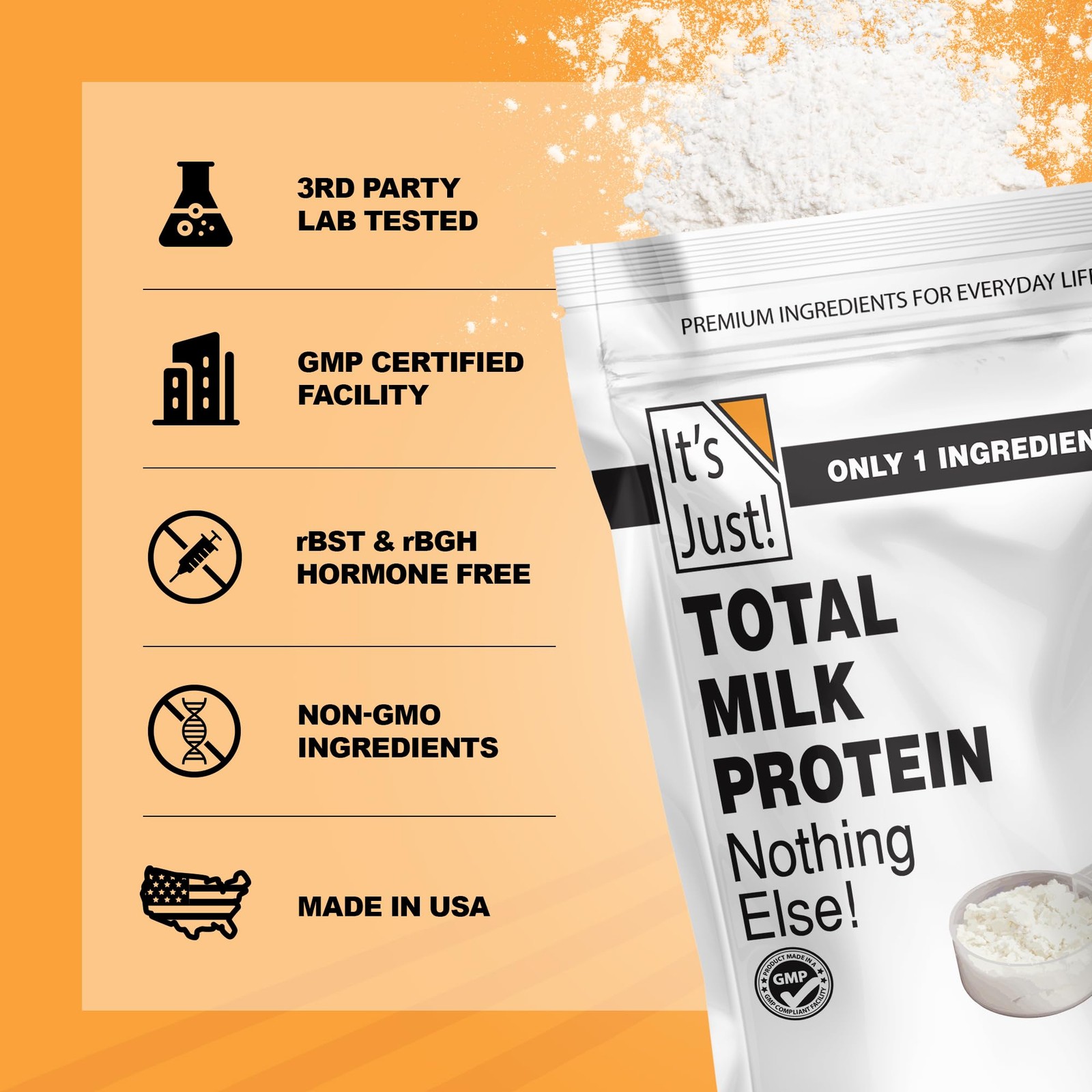 It’s Just! Total Milk Protein Concentrate Powder 2.5lb Unflavored Non-GMO Gluten