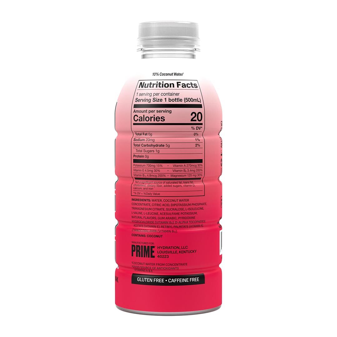 PRIME Hydration Drink 16.9 Fl Oz Pack of 12 Natural Electrolytes Zero Sugar
