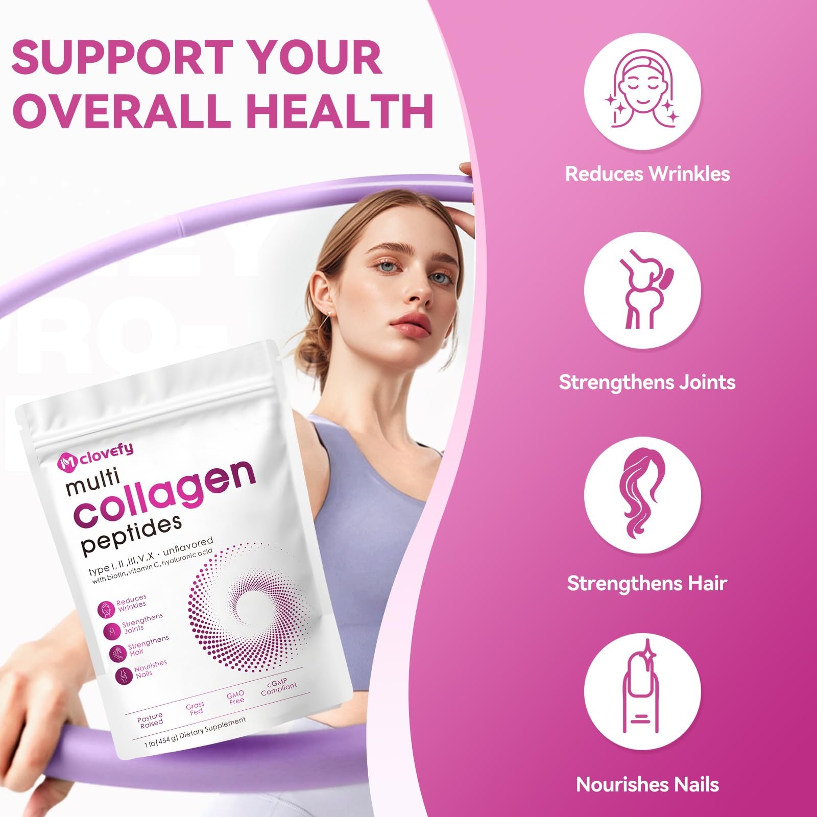 Mclovefy Multi Collagen Peptides Powder, 16 Oz (41 16 Ounce (Pack of 1)