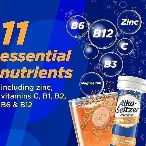Alka-Seltzer Energy Boost: Caffeine & Guarana, B Vitamins, Supports Mental…