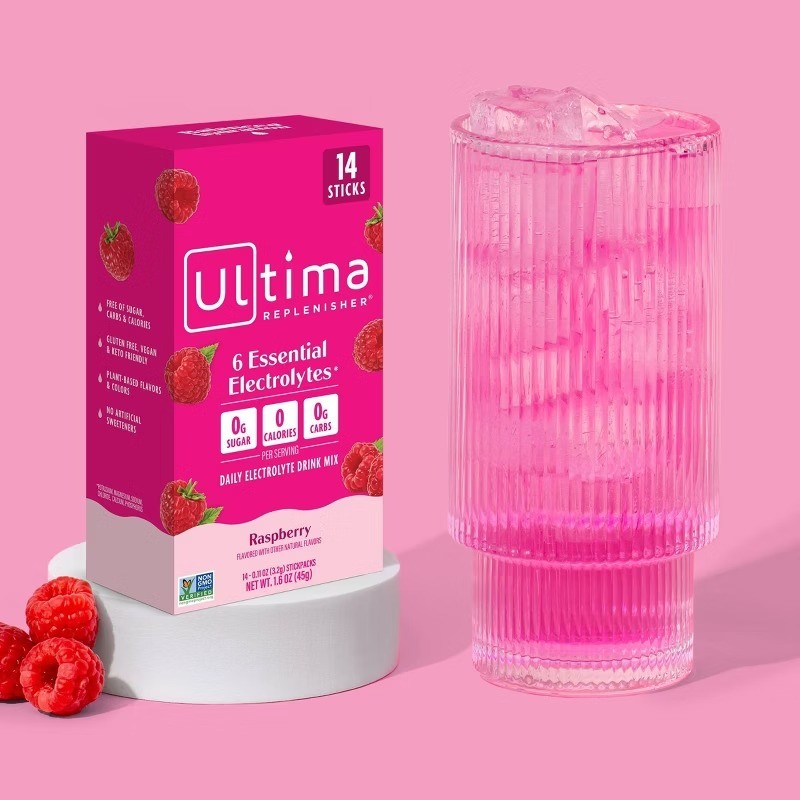 Daily Hydration Electrolyte Stick Packs – Raspberry – 1.6oz/14ct