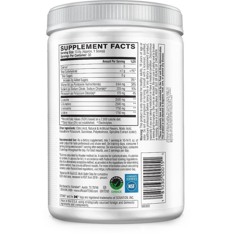 Xtend Elite Recovery Supplement Powder – Blue Raspberry Ice, 30 Servings