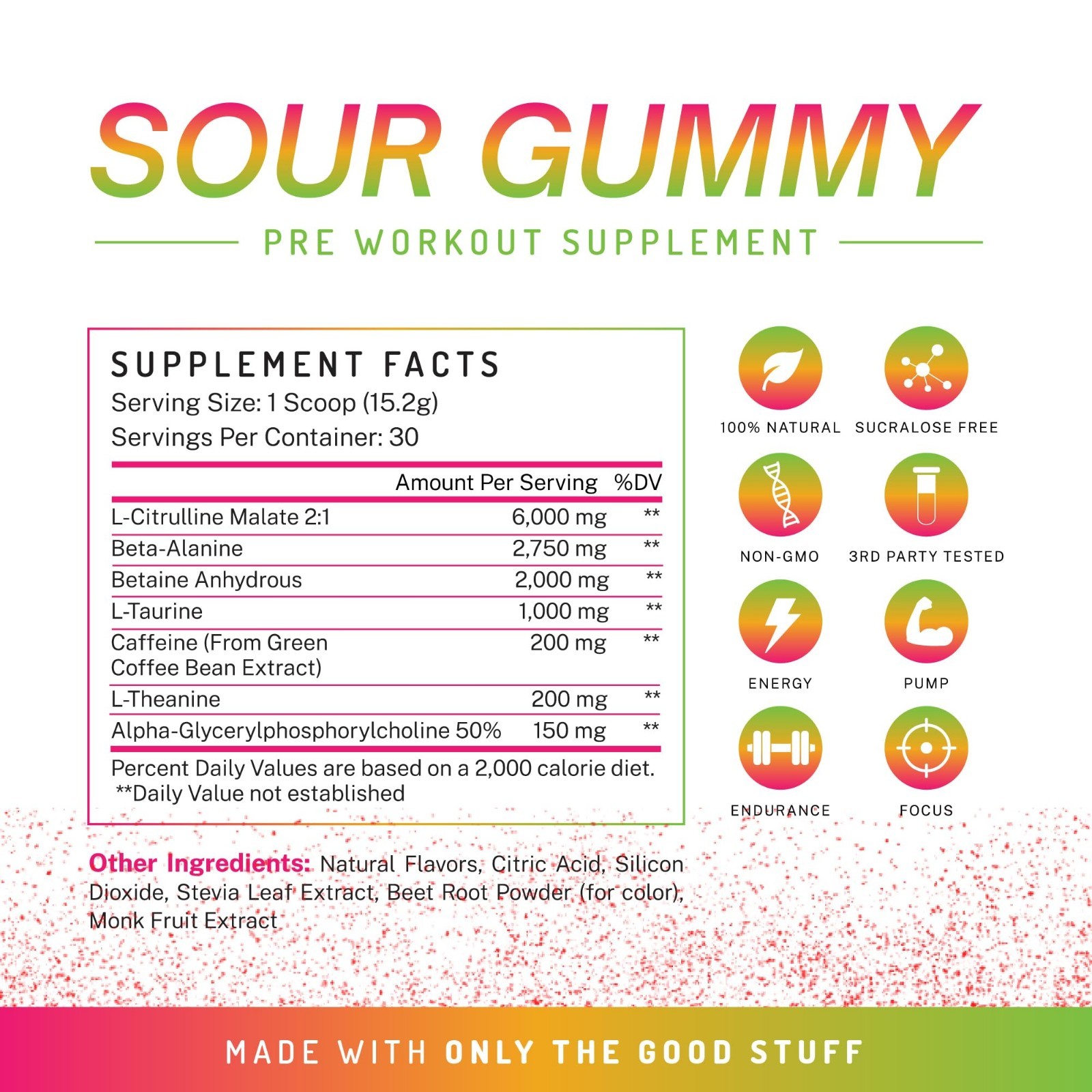 All-Natural Pre-Workout Powder for Energy, Pump, Endurance & Strength – Sour Gum