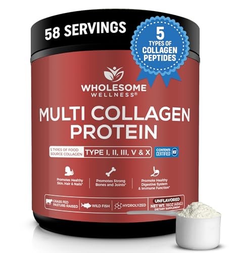 Wholesome Wellness Premium Multi Collagen Peptides Powder for Skin, Hair &