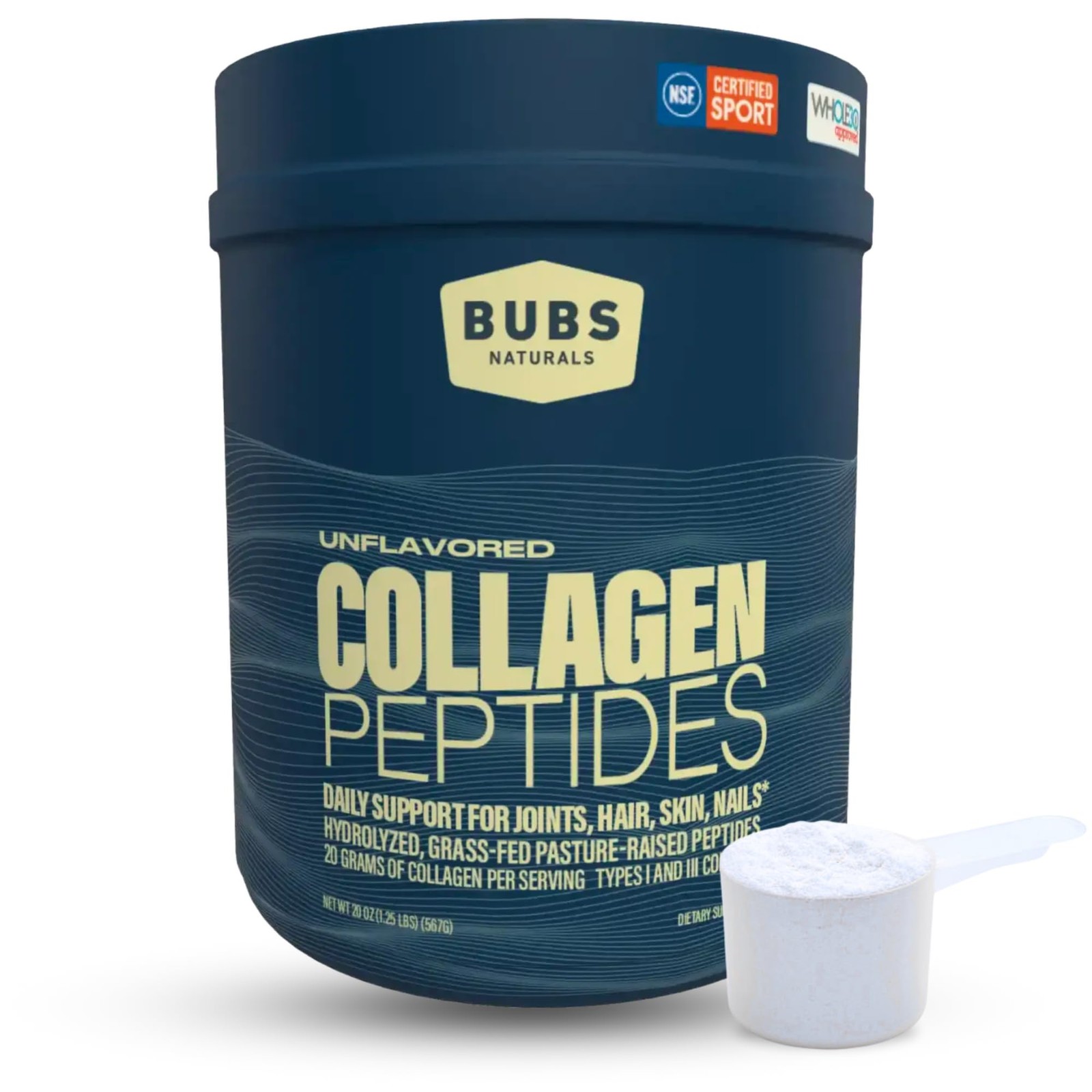 BUBS Naturals Collagen Peptides Powder, 1.25 Pound (Pack of 1), Multicolored