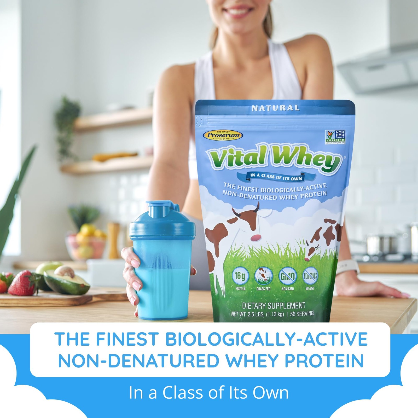Grass-Fed Whey Protein Powder for Immune Vitality, Natural Cocoa 600g (30 Ser…