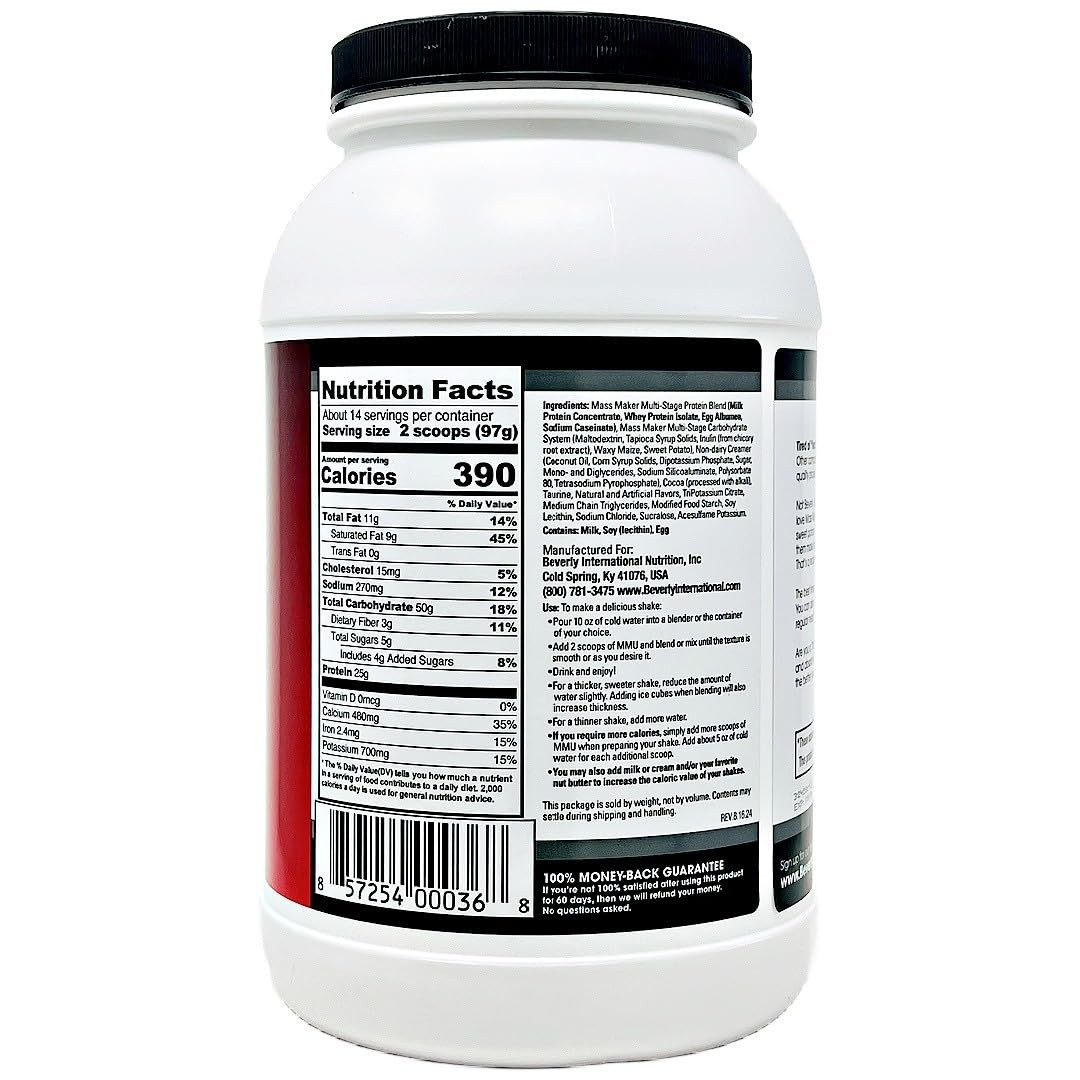 Beverly International Mass Maker Ultra Chocolate, 14 Servings, 3lb. Build Lea…