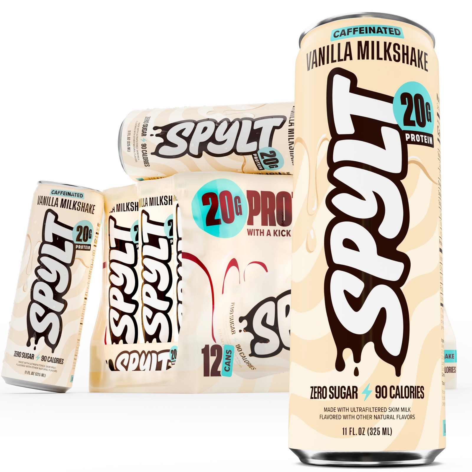 Spylt High Protein Vanilla Milkshake with 60mg Caffeine 132 Fl Oz (Pack of 1)