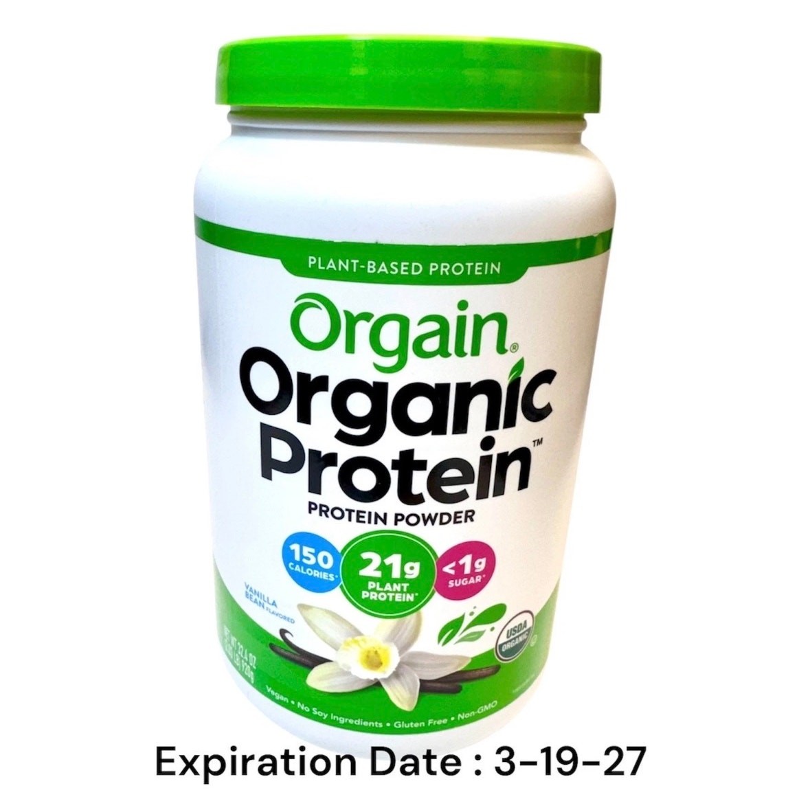 Orgain Organic Vegan Protein Powder, Vanilla Bean 32.4oz
