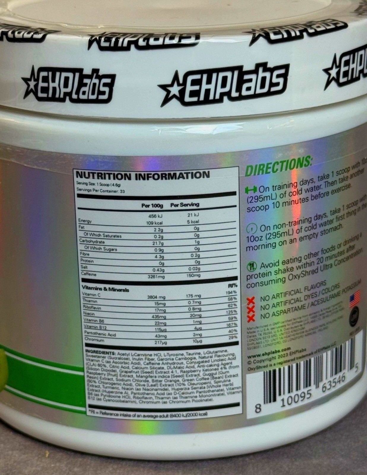 EHP Labs OxyShred Pre Workout Powder Kiwi Strawberry Energy Boost Exp 1/2029