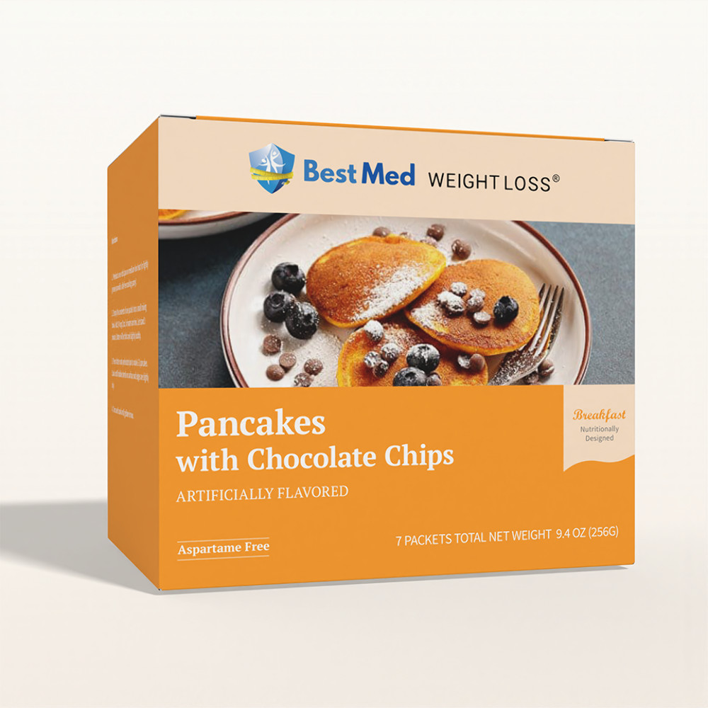 BestMed – High Protein Chocolate Chip Pancakes, Great for Dieting, Low Cal 7/ct