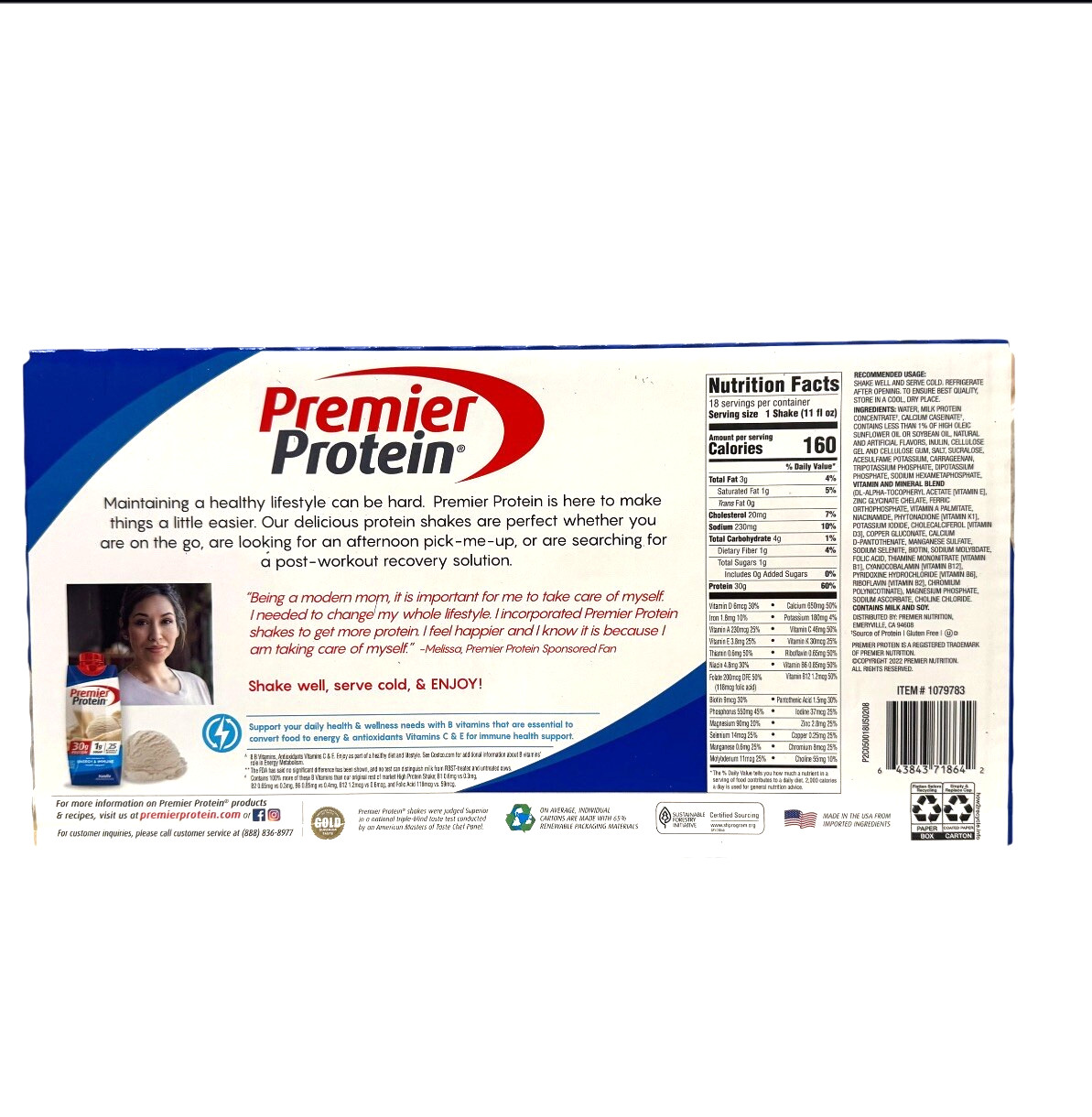 Premier Protein Shake Vanilla High 30g Pr 18 PACK 11Oz Energy Immune Sup BB:5/26