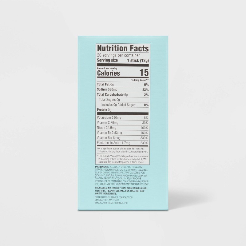 Sugar Free Hydration Vegan Supplement Powder – Lemon Lime – 9.2oz/20ct