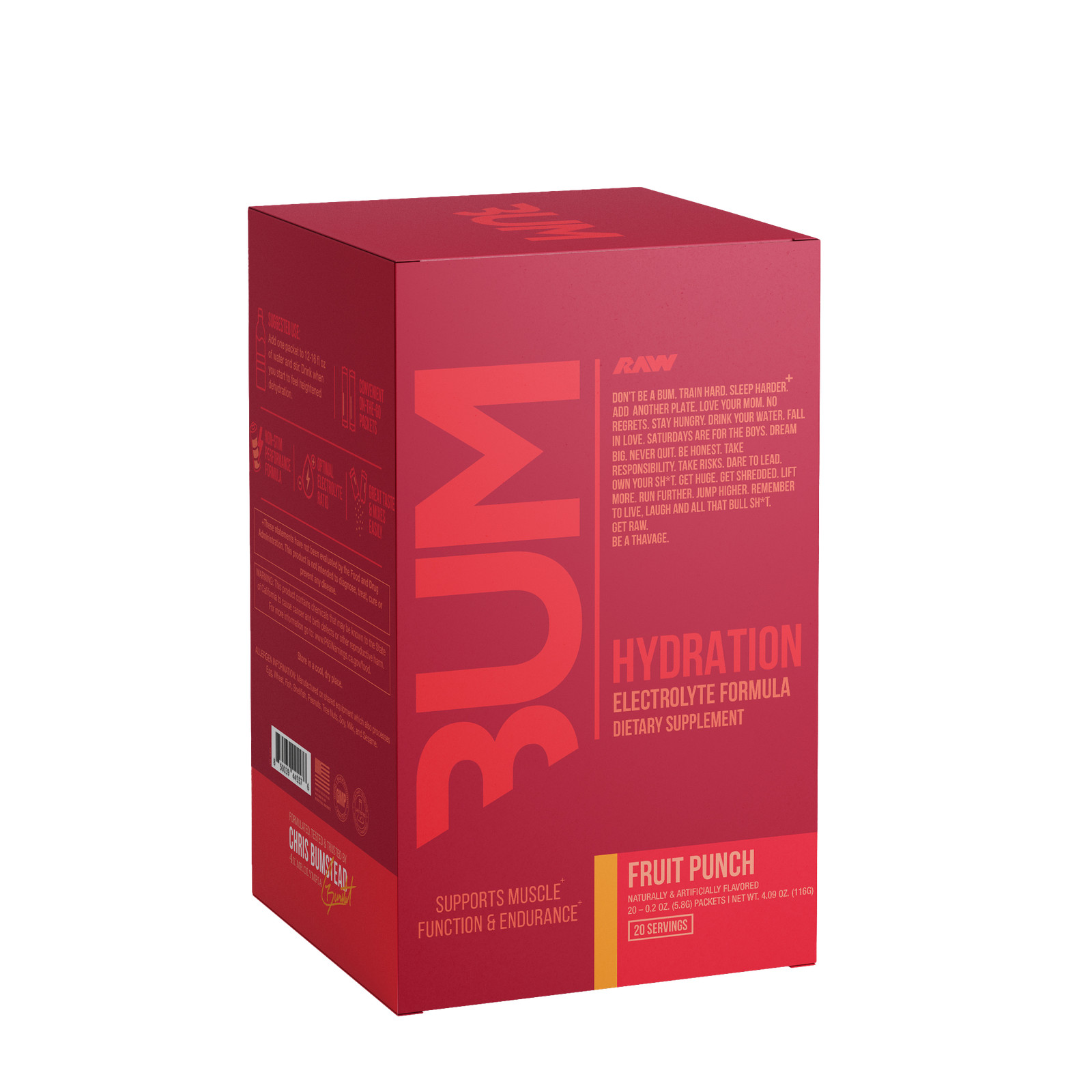 Hydration Electrolyte Formula – Fruit Punch (20 Stick Packs)