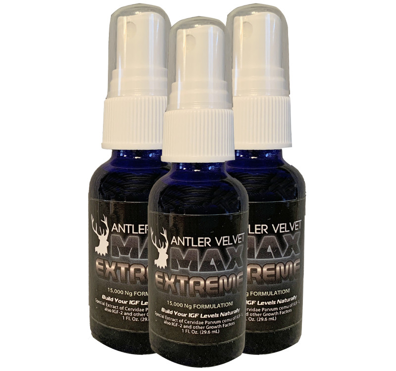 High Potency Deer Antler Velvet Extract Spray | AVM Extreme 3 Bottle Pack