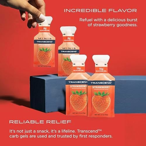 Energy Gel Pack 24 Count 1.1 Ounce Strawberry Flavor Fast Acting Carb Boost