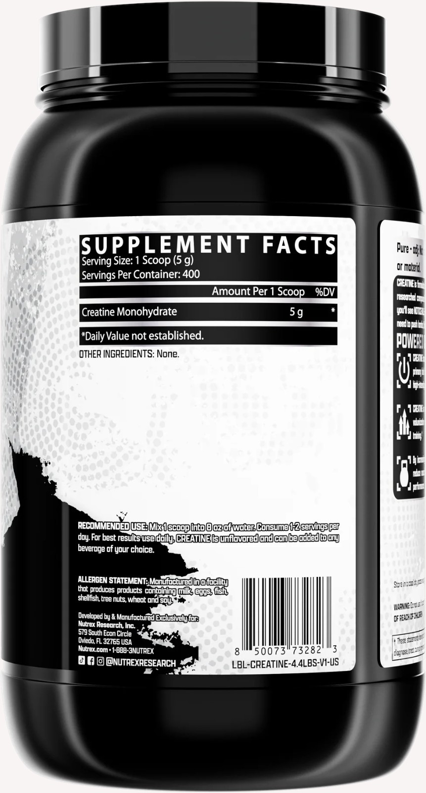 Nutrex CREATINE Monohydrate Bulk Powder Micronized Unflavored 400 Svg 2000 Grams