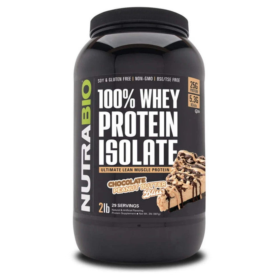 NutraBio Whey Protein Isolate 2lb CHOCOLATE PEANUT BUTTER BLISS FLAVOR