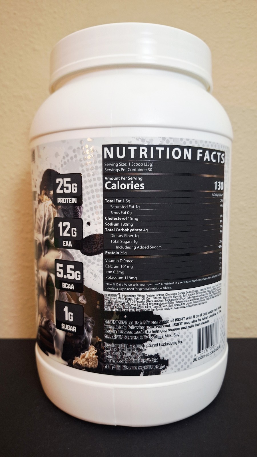 Nutrex ISOFIT Cookies & Cream, 30 Servings, 25g Protein, EAA & BCAA, 03/2028✨️