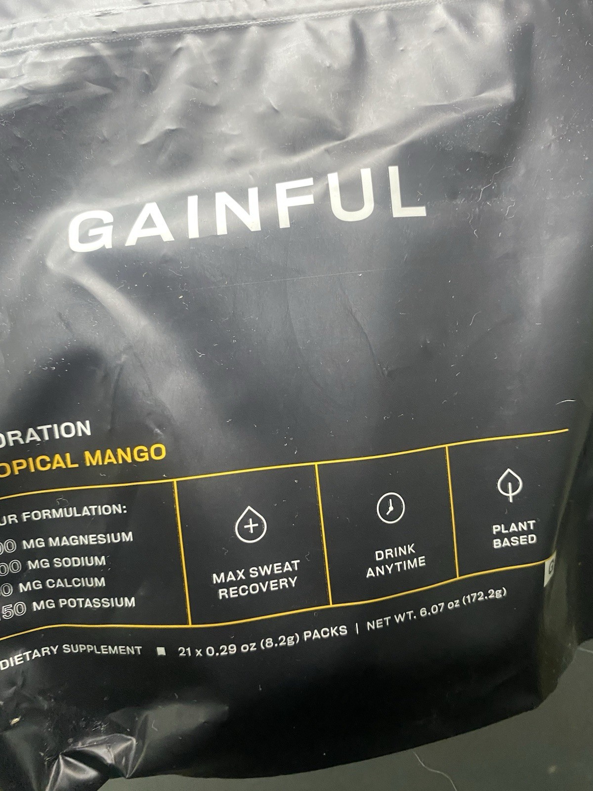 Gainful Plant Based Tropical Mango Electrolyte Powder 21 Packs Hydration