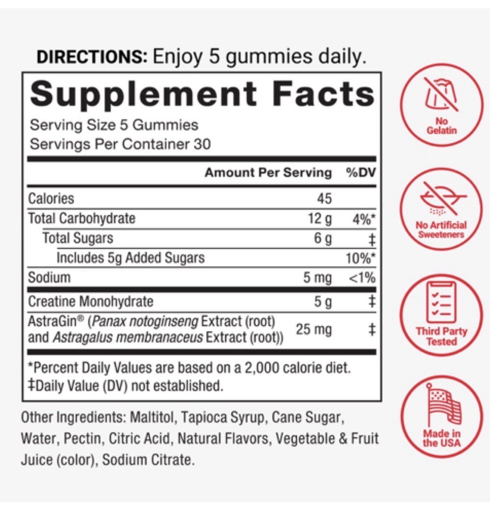 Force Factor Creatine Monohydrate Gummies, 150 ct. Fruit Burst