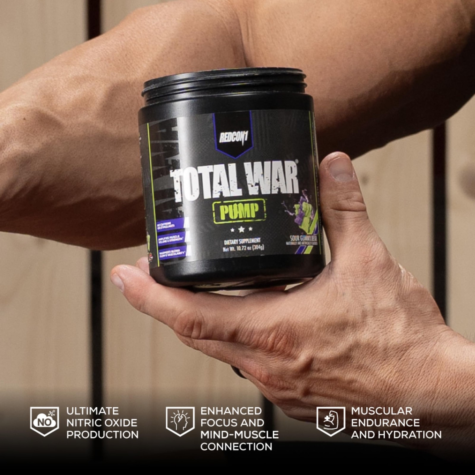 Redcon1 Total War Pump Non-Stim Pre Workout Powder for Men & Women Fuel Plum Fus