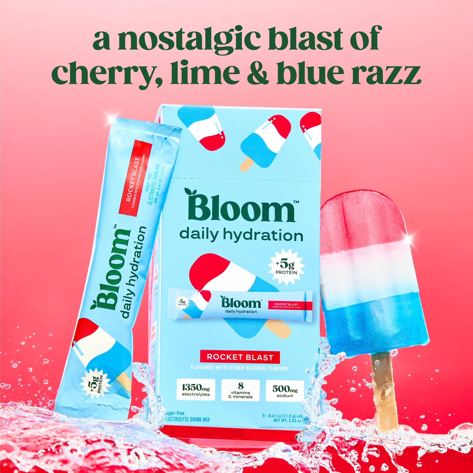 Bloom Nutrition Bloom Daily Hydration Electrolyte Powder Packets Collagen 5G