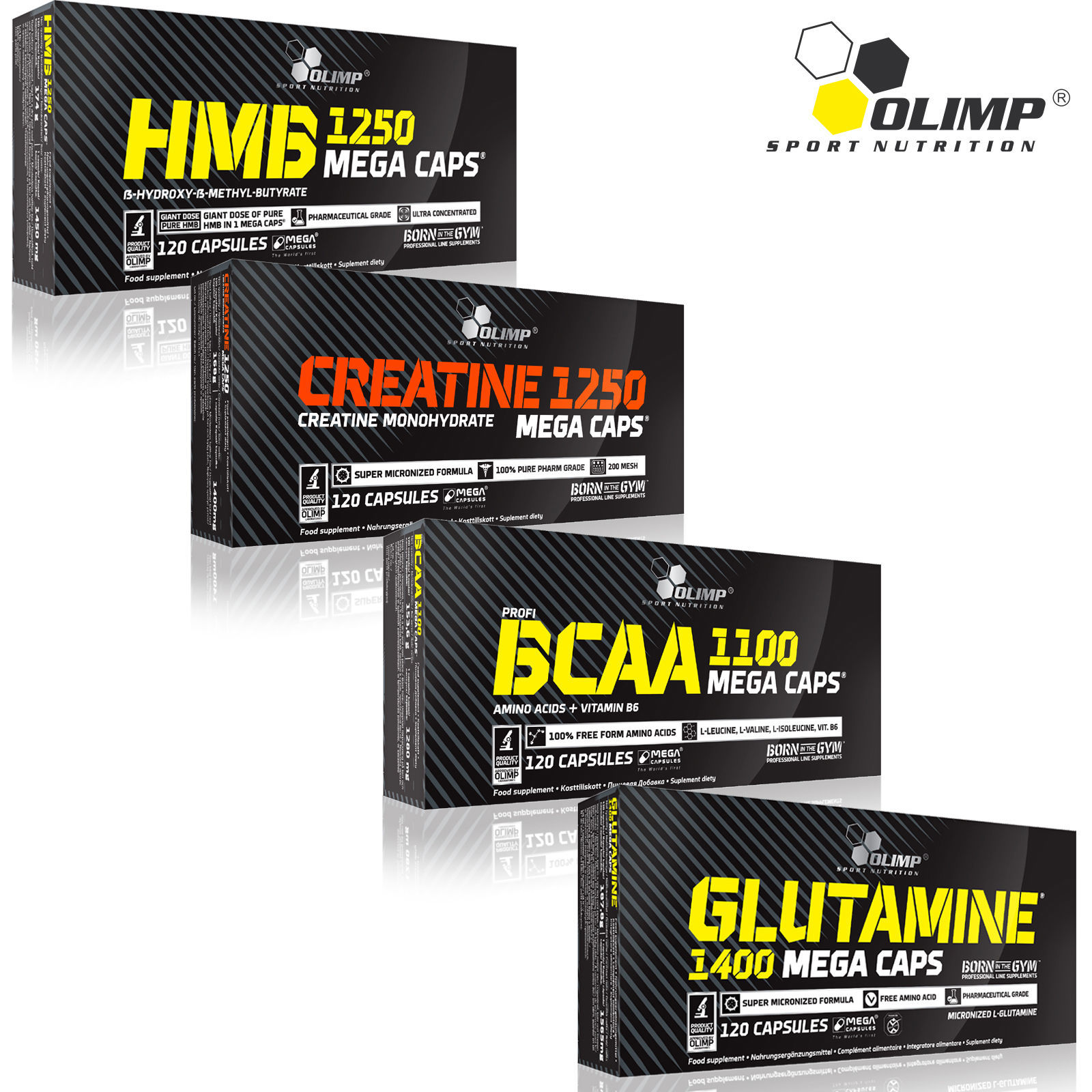 HMB + Creatine Monohydrate + BCAA + L-Glutamine 120/240Caps Lean Ripped Muscles