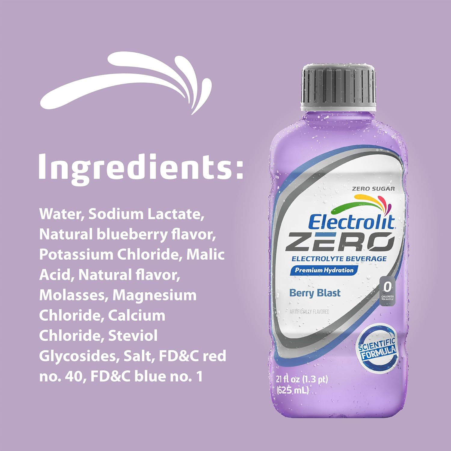 Zero, Electrolyte Beverage, Berry Blast, 21 Fl Oz Bottle (Pack of 12)