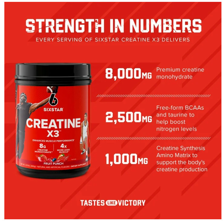 Six Star Pro Creatine X3 BCAA Fruit Punch 2.18LB 30 Servings