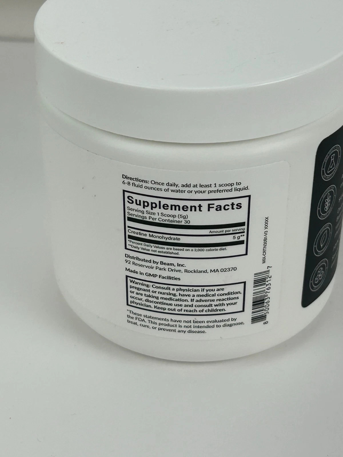 Beam Creatine for Muscle Growth and Cognitive Function 30 servings Ex 07/2027