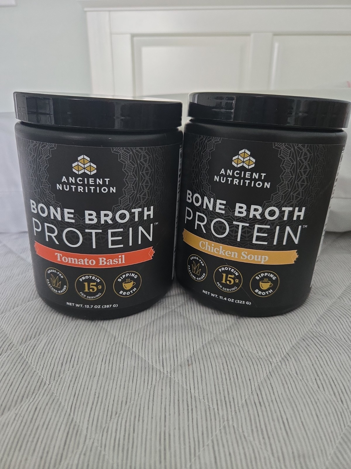 Ancient Nutrition Bone Broth Protein Powder 2 Pack- Chicken Soup + Tomato Basil