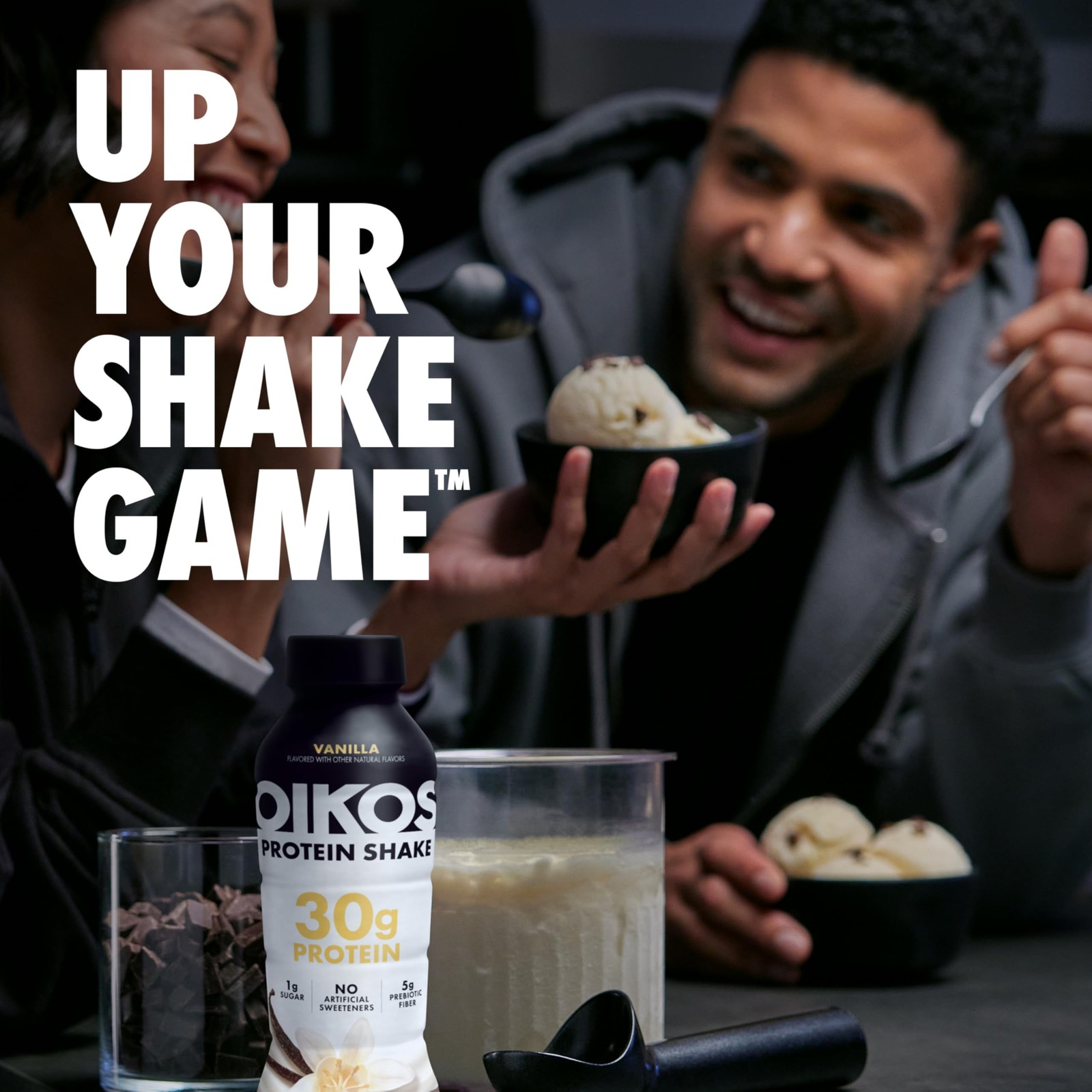 Oikos Protein Shake, Chocolate, 30g High 12 Fl Oz (Pack of 12)