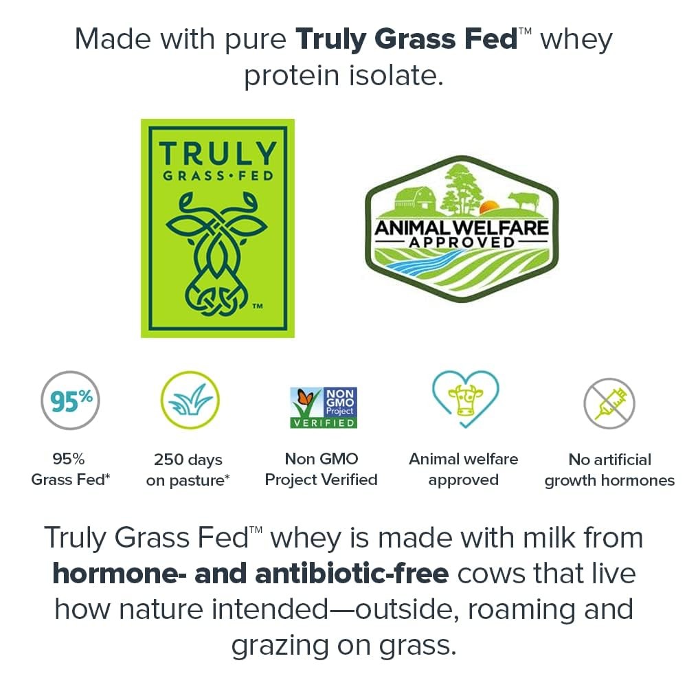 Grass Fed Whey Protein Powder Chocolate 30 Servings No Lactose 100 Pure
