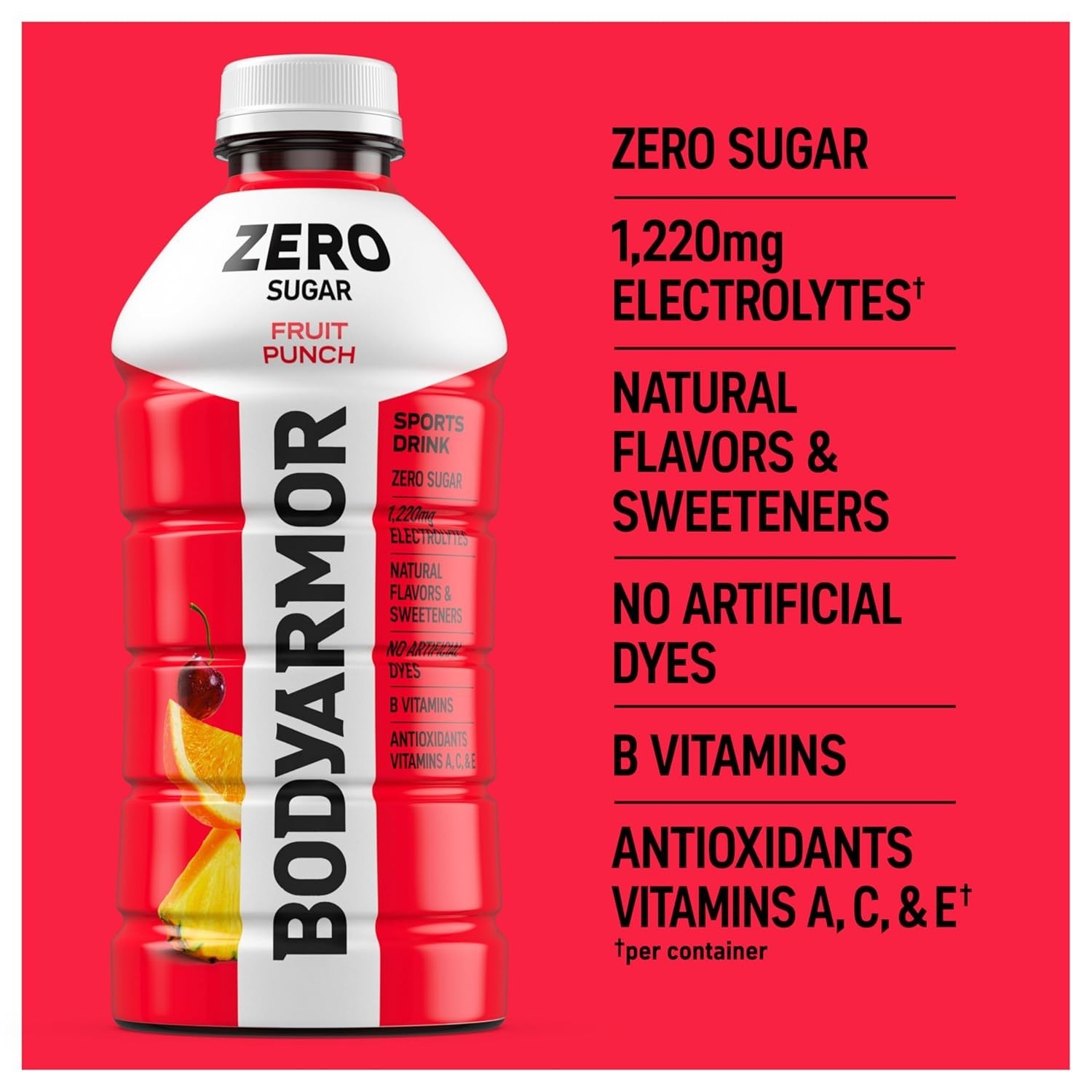 BODYARMOR ZERO Sugar Fruit Punch 28oz 15-Pack Electrolyte Sports Drink