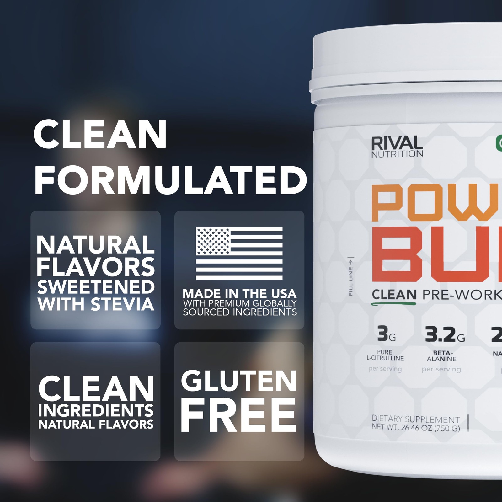 RIVAL NUTRITION Powder Burn Pre-Workout Energy for Men and 30 Servings