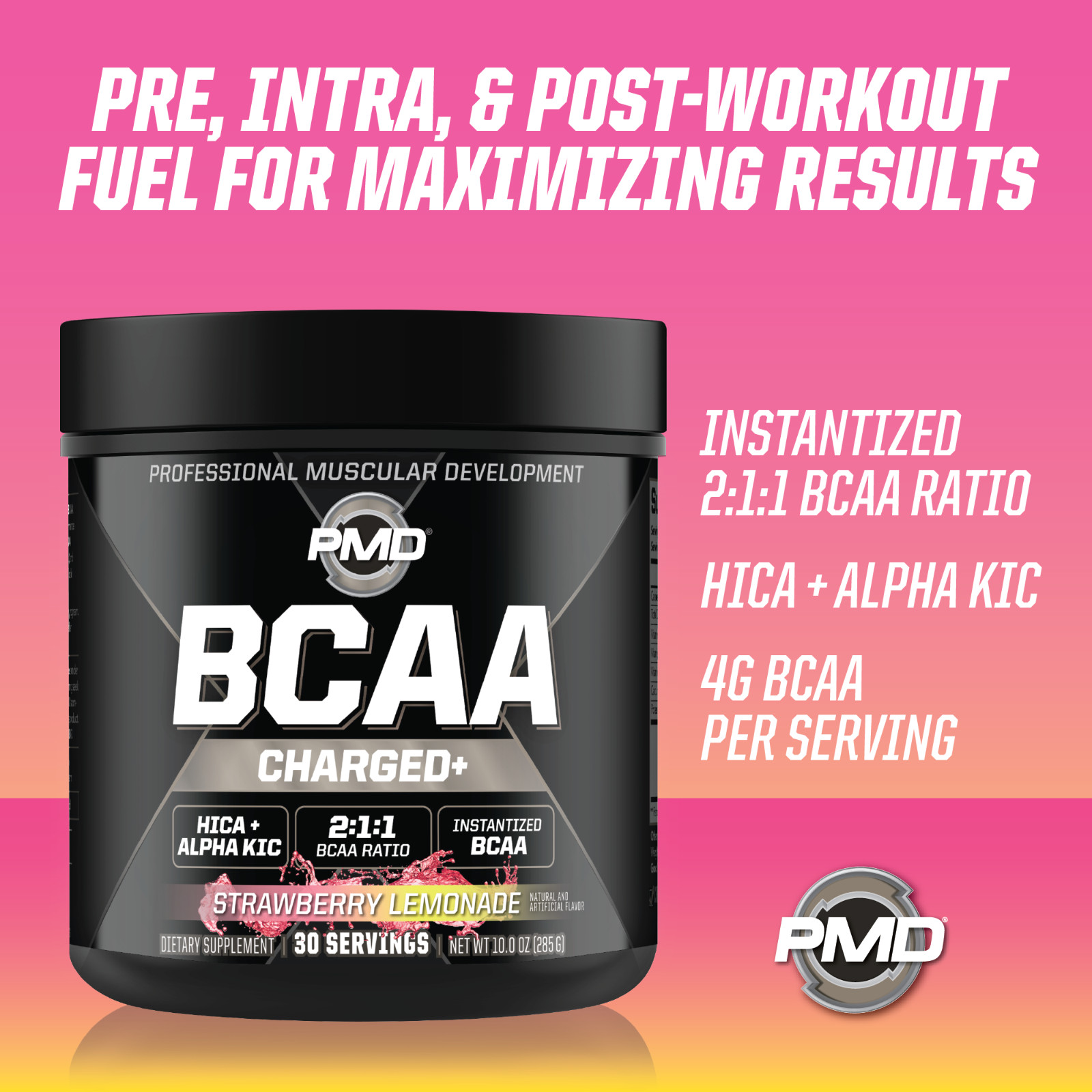 BCAA Charged Amino Acid Drink- Performance – Recovery- Straw-Lemonade (30 Serve)