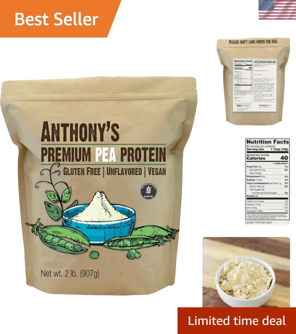 2 lb Plant-Based Pea Protein – Unflavored, Gluten Free, Ideal for Keto Diet