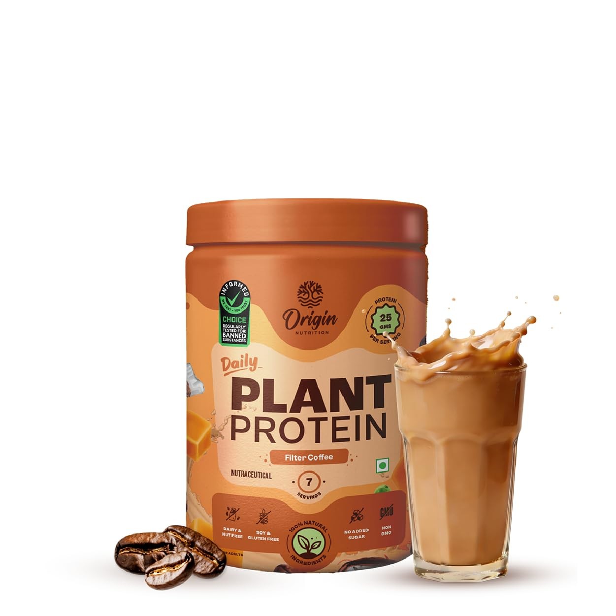 Origin Nutrition Plant Protein 284g Coffee Flavour 25g Vegan Gluten Free