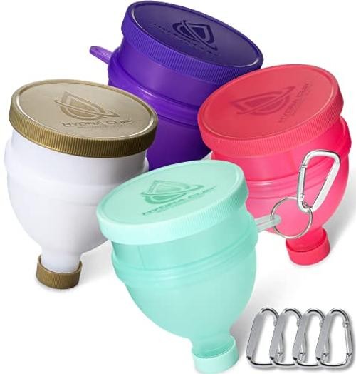 [4 Pack Funnels for Filling Water Bottles with Protein Powder, 3 Compartment