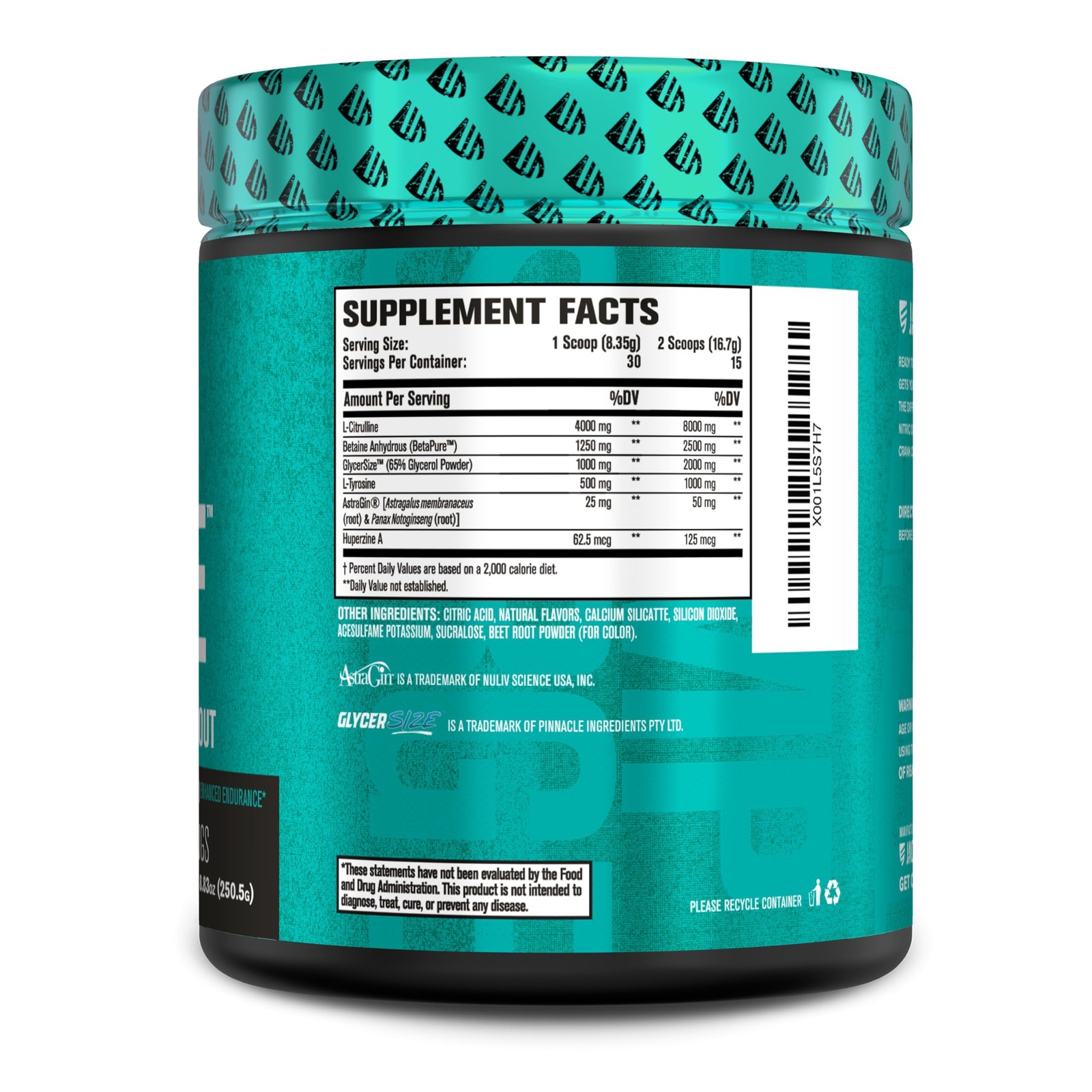PUMPSURGE Caffeine-Free Pump & Nootropic Pre Workout Supplement, Non Stimulant