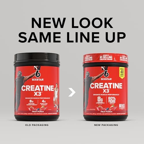 Six Star Creatine Monohydrate Powder, X3 (Fruit Punch) 2.19 Pound (Pack of 1)