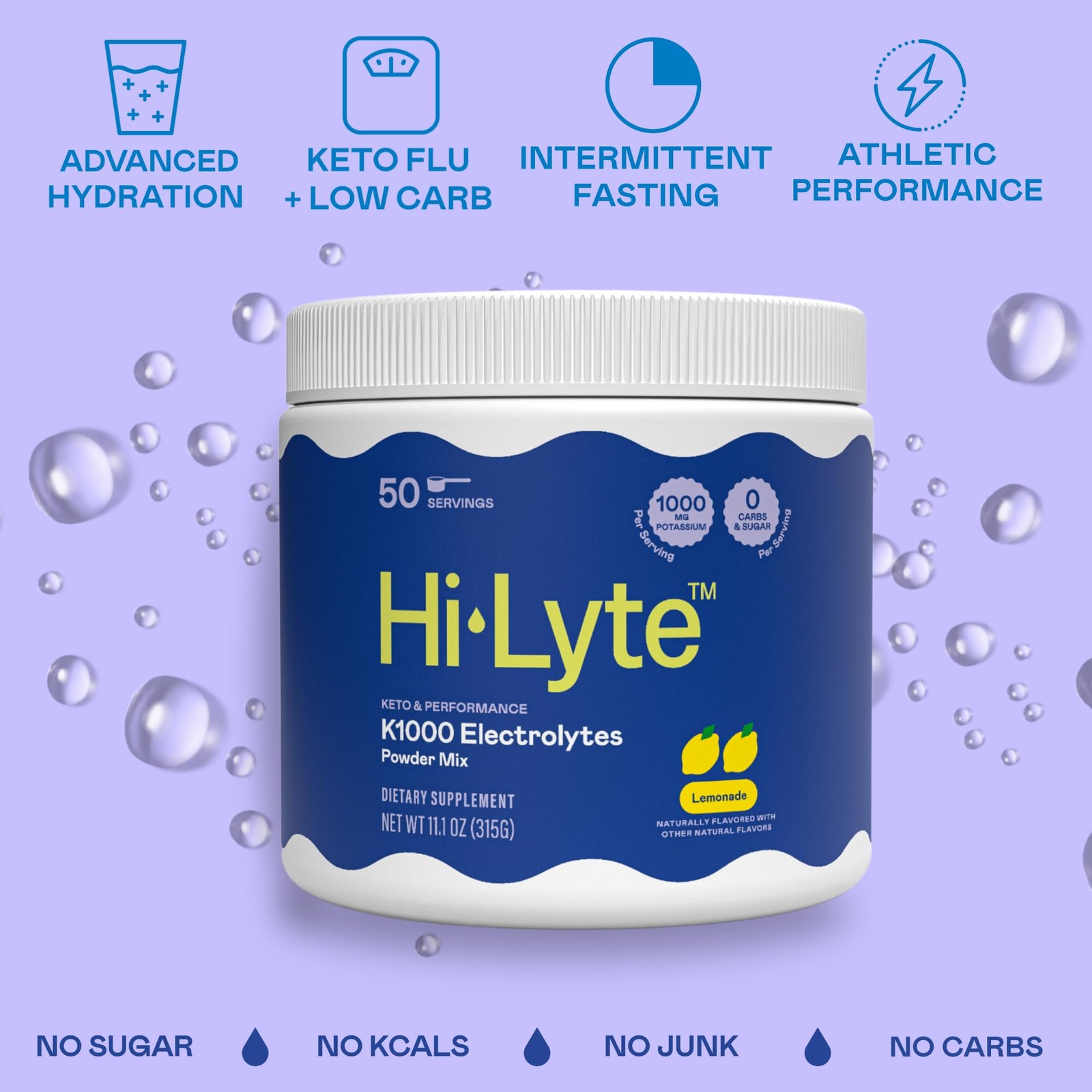 Hi-Lyte Keto K1000 Electrolyte Powder | Lemonade | 10.5 Ounce (Pack of 1)