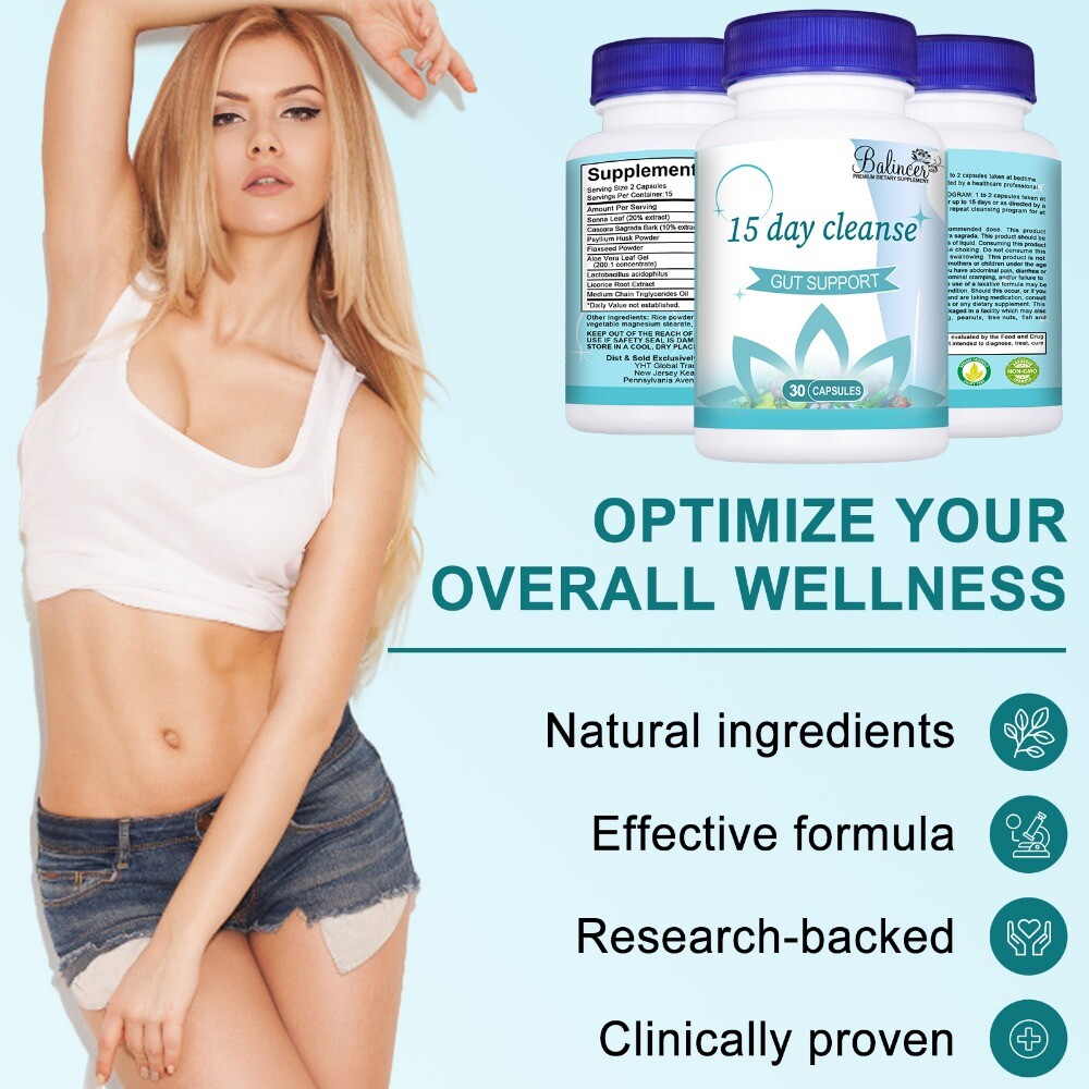 15 Day Cleanse – 30 Capsules – Gut Support Colon Cleansing & Detox Supplement
